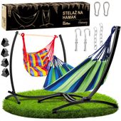 Stelaż na hamak czarny 2w1 + hamak + krzesło brazylijskie