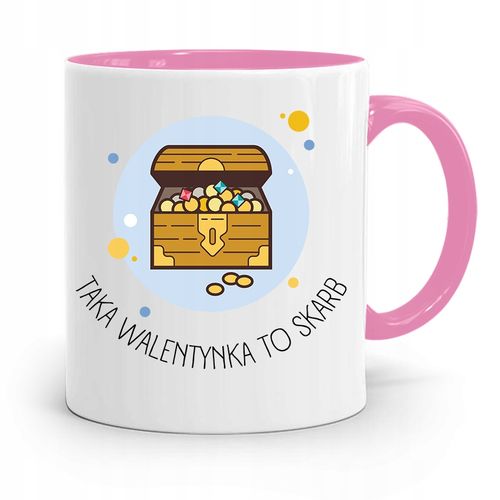 Kubek Różowy Na Walentynki Walentynka To Skarb Z Nadrukiem Ze Zdjęciem na Arena.pl