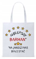 Dla Barmana Bartender Torba Eco Biała Shopper Z Nadrukiem Ze Zdjęciem