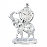 LIVELLO Zegar Kominkowy Stojący Ceramiczny Retro Srebrny 33,5 cm Duży SŁOŃ