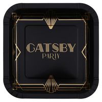 Talerzyki papierowe czarno-złote Gatsby Party, 23 cm 10 szt.