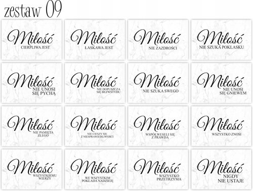 HYMN O MIŁOŚCI tabliczki 16 szt 20x30cm weselne na Arena.pl