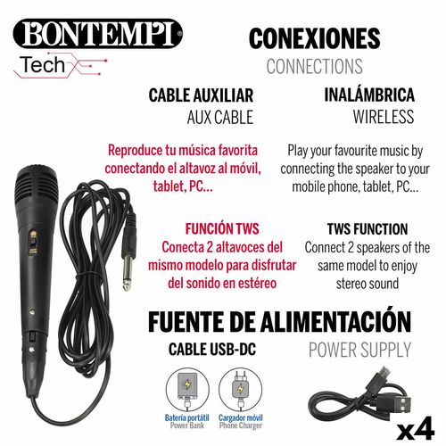 Głośnik z Mikrofonem Karaoke Bontempi 4 Sztuk na Arena.pl