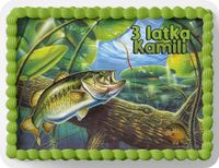 PROSTOKĄTNY OPŁATEK NA TORT A4 20x29CM - RYBY HOBBY + IMIĘ