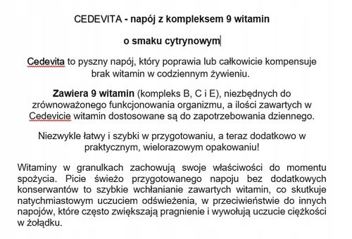 Napój cytrynowy w proszku Cedevita 900 g na Arena.pl
