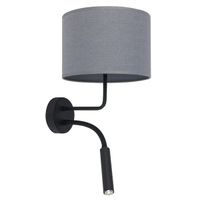 Abażurowy kinkiet szary Hotel Plus 9071 z peszlem do czytania