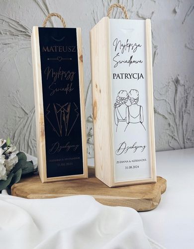 skrzynka na wino prezent dla RODZICÓW ŚWIADKÓW CHRZESTNYCH ŚLUB WESELE na Arena.pl