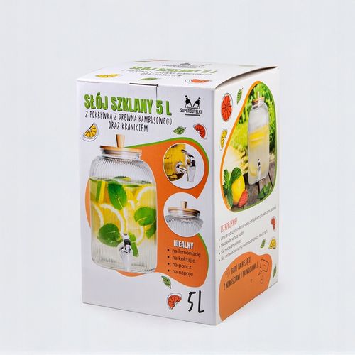 Słoik z kranikiem 5L duży słój szklany z kranem dzbanek dystrybutor wody na Arena.pl