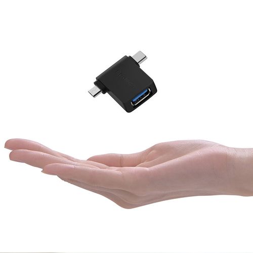 adapter przejściówka otg 2w1 usb do usb-c / micro usb - czarny na Arena.pl