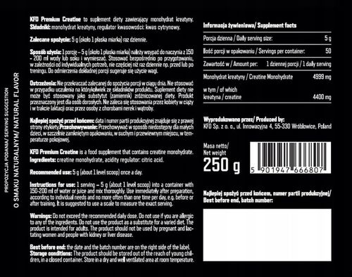 Kreatyna KFD Premium Creatine 250g Naturalna na Arena.pl