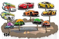 TOPPERY NA TORT OZDOBNE DEKORACJA ZESTAW - SAMOCHODY AUTA 10szt.