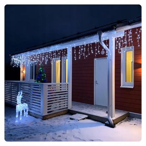 LAMPKI ŚWIĄTECZNE SOPLE Girlanda Świetlna Kurtyna 500 LED Zimny biały na Arena.pl