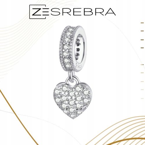 CHARMS WISZĄCE SERCE srebro 925 koralik zawieszka z cyrkoniami srebrna S925 na Arena.pl