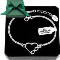 Srebrna regulowana bransoletka 925 symbol serce i nieskończoność z