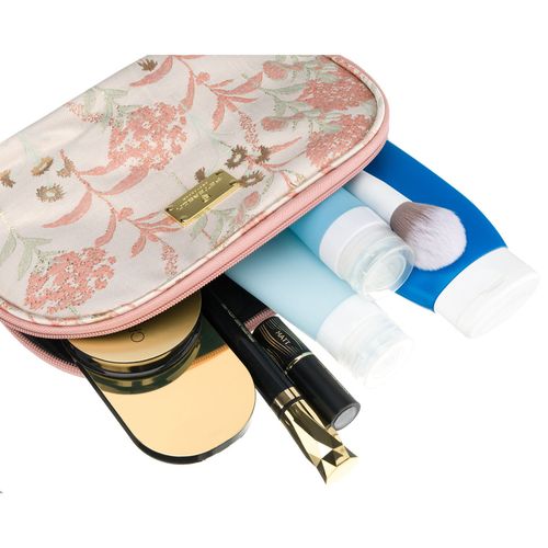 kosmetyczka podróżna z materiału syntetycznego w różowo-beżowym kolorze na Arena.pl