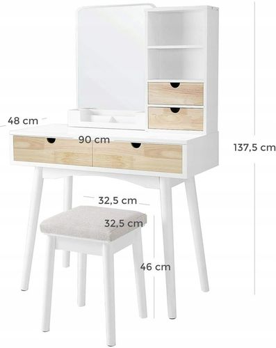 Toaletka sekretarzyk biała szuflady półki + hoker na Arena.pl