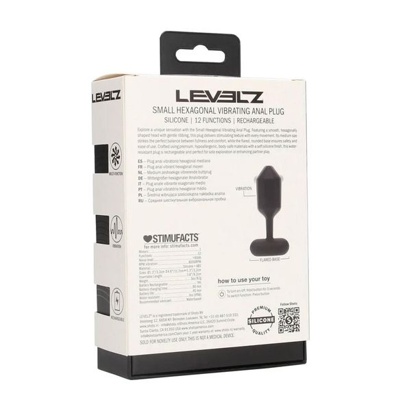 Hexagonal Vibrating Silicone Anal Plug - S - Black zdjęcie 3
