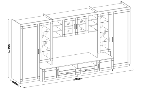 Meblościanka 340cm Paryż dąb sonoma na Arena.pl