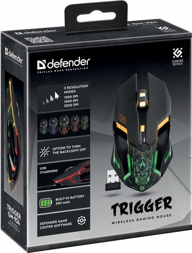 Myszka Gamingowa Mysz Dla Graczy Bezprzewodowa LED Defender Trigger 3200DPI na Arena.pl