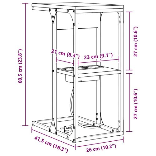 Stolik nocny Szary sonoma 41.5 x 26 x 60.5 cm na Arena.pl