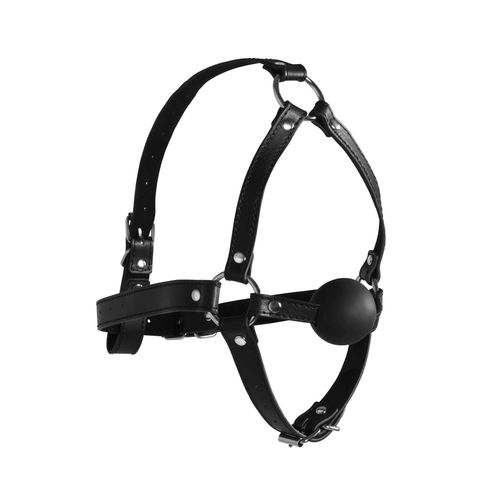 Head Harness With Solid Ball Gag - Black na Arena.pl