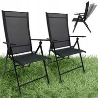 2SZT MOCNE SKŁADANE KRZESŁO OGRODOWE REGULOWANE TARAS BORNEO 2X CZARNE