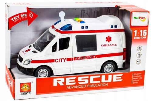 KARETKA AMBULANS SAMOCHÓD AUTO POGOTOWIE z Dźwiękiem I Światłem NA NAPĘD na Arena.pl