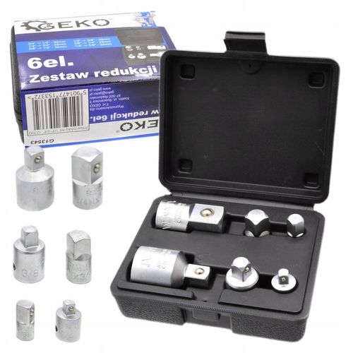 ZESTAW REDUKCJI CHROMOWANYCH NASADKI 1/4 1/2 3/4 3/8 6EL ADAPTERÓW G13543 na Arena.pl