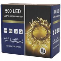 Lampki 500 LED CLUSTER RYŻ CIEPŁY BIAŁY SREBRNY DRUCIK 15M