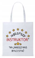 Torba Biała Eco Shopper Dla Instruktora Prezent Z Nadrukiem Ze Zdjęciem