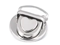 Zapięcie do torby 30 x 32 mm serce - srebrne.
