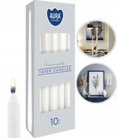 aura świece stołowe stożkowe białe 7h 10 szt. s30-090