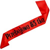 Przebojowa 85 tka - czerwona szarfa z czarnym nadrukiem