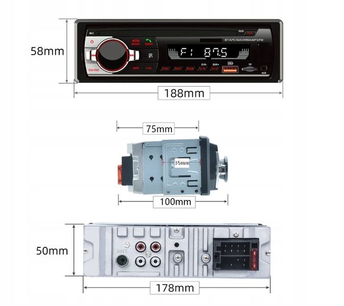 Radio Samochodowe 1DIN BLUETOOTH MIKROFON USB SD zdjęcie 11