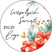 NAKLEJKI ŚWIĄTECZNE z LOGO REKLAMOWE firmowe personalizowane 5 cm 250 szt