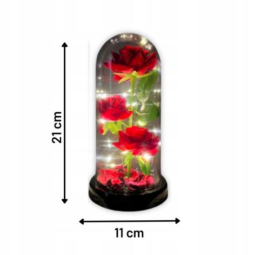 WIECZNA RÓŻA W SZKLE LED JAK PRAWDZIWA KWIATY POMYSŁ NA PREZENT WALENTYNKI na Arena.pl