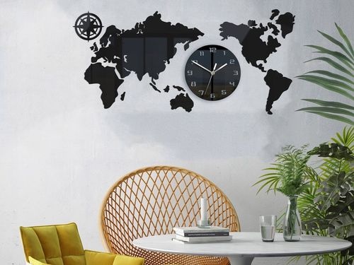 Duży zegar ścienny Mapa 80x40 Nowoczesny 3d Cichy na Arena.pl