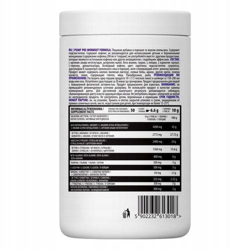 OstroVit PUMP Pre-Workout 500 g KOFEINA MEGA POMPA na Arena.pl