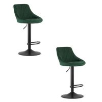 Hoker tapicerowany zielony welur obrotowy 2 szt. do kuchni wyspy baru
