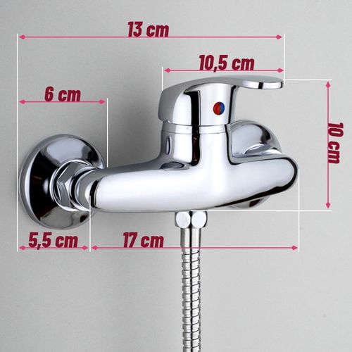 BATERIA PRYSZNICOWA CHROM ZESTAW ZE SŁUCHAWKĄ WĘŻEM I UCHWYTEM ŚCIENNYM na Arena.pl