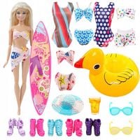 UBRANKA DLA LALEK + AKCESORIA PLAŻOWE ZESTAW XL