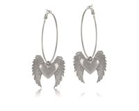 kolczyki koła z sercem, ze skrzydłami (p24/lat/39ag)