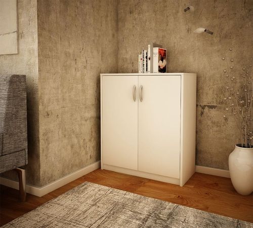 Komoda dwudrzwiowa, Classic, 74x35x85 cm, biel, mat | TYLETEGOTU na Arena.pl