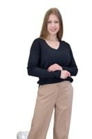 Ażurowy Sweter z Długim Rękawem Czarny S/M