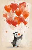 Plakat 53x81cm Pingwinek z Balonami