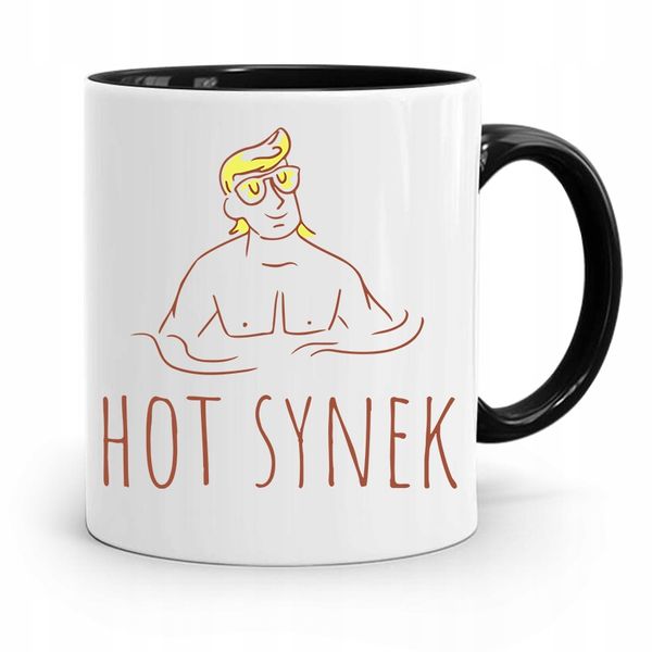 Kubek Czarny Prezent Dla Syna Dziecka Hot Synek Z Nadrukiem Ze Zdjęciem zdjęcie 1