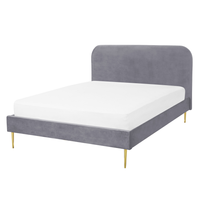 Łóżko welurowe 160 x 200 cm szare FLAYAT