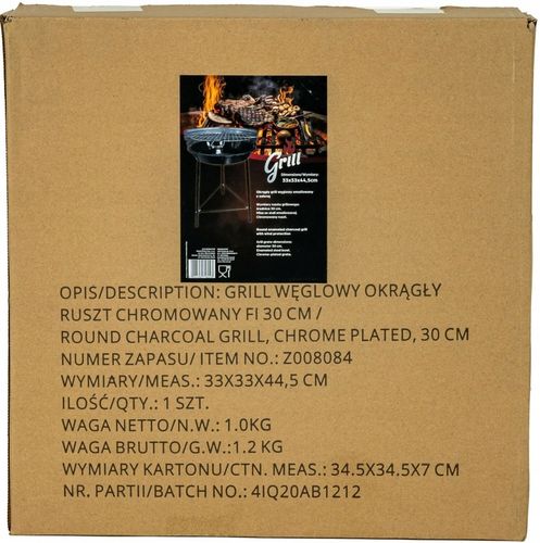 GRILL WĘGLOWY OGRODOWY Rino Garden GW-RH-O Chromowany Ruszt Okrągły Stalowy na Arena.pl