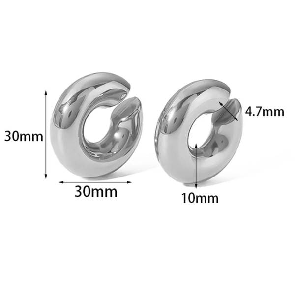 Kolczyki stal chirurgiczna okrągłe nausznice srebrne zdjęcie 6