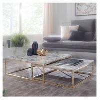 2 x Stolik kawowy biały marmur złota rama ława